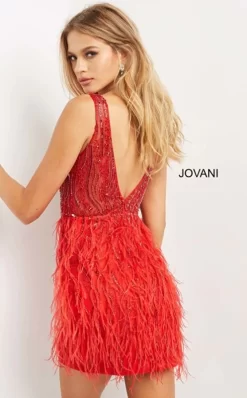 Jovani 04619 Feather Skirt Beaded Dress -Fashion Gown 04619 bi 05