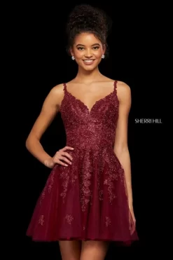 Sherri Hill 53098 Lace-Appliqued Cocktail Dress