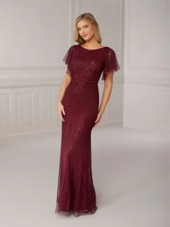 Adrianna Papell 40418 Flare Sleeve Scoop Neck Bridesmaid Dress