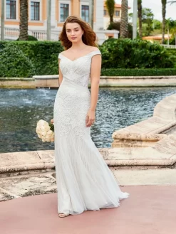 Adrianna Papell 40310 Off The Shoulder Floral Wedding Gown