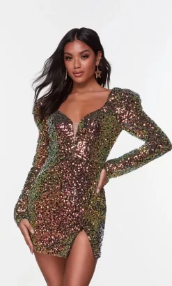 Alyce Paris 4540 V-Back Long Sleeve Dress -Fashion Gown alyce paris 4540 v back long sleeve dress 08.1017