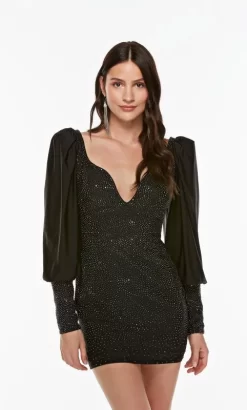 Alyce Paris 4579 Bishop Sleeves V-Back Dress