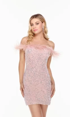 Alyce Paris 4606 Feather Neck Off The Shoulder Dress -Fashion Gown alyce paris 4606 feather neck off the shoulder dress 03.1017