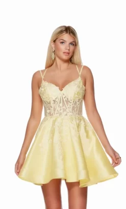 Alyce Paris 3136 Sheer Top Strappy Back Dress