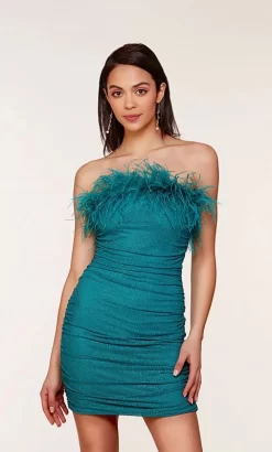 Alyce Paris 4728 Feather Neckline Strapless Dress -Fashion Gown alyhc s23 4728 14