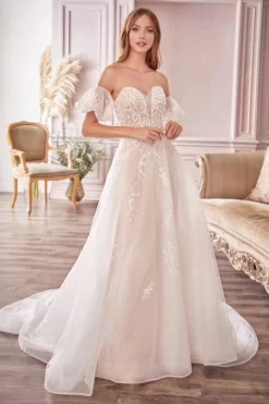 Andrea And Leo A1014C Willow Detachable Sleeves Sparkly Wedding Dress