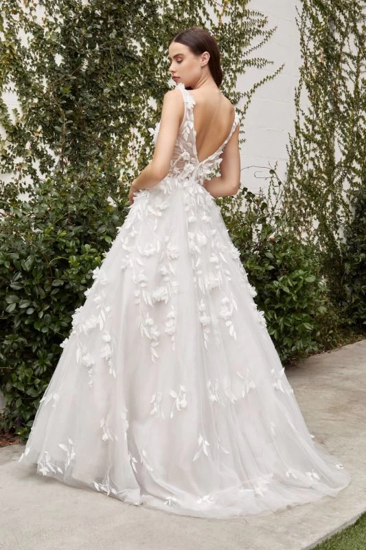 Andrea And Leo A1042W Plunging Neck Floral Appliques Wedding Gown 2 Andrea And Leo A1042W Plunging Neck Floral Appliques Wedding Gown - Image 2