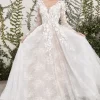 Andrea And Leo A1067W Yvaine Floral Appliques Long Sleeve Wedding Gown