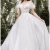 Andrea And Leo A1070W Maurelle Ruffle Sleeve Sheer Top Wedding Gown