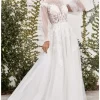 Andrea And Leo A1074W Kate Bishop Sleeve High Neck Bridal Dress