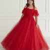 Tiffany Princess 13657 Floral Bodice Off The Shoulder Mini Pageant Dress