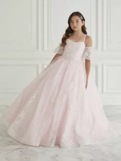 Tiffany Princess 13659 Sweetheart Neck Flutter Sleeve Mini Pageant Gown