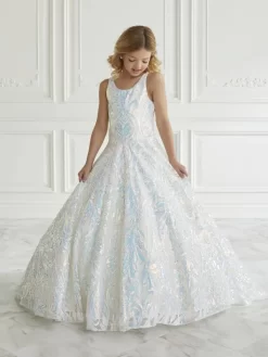 Tiffany Princess 13660 Scoop Neck Sequin Mini Pageant Gown