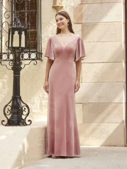 Christina Wu 22144 V-Back Flutter Sleeve Bridesmaid Dress -Fashion Gown christina wu 22144 v back flutter sleeve bridesmaid dress 03.1076
