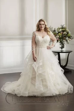 Christina Wu 29329 Flounce Skirt Plus Size Bridal Gown