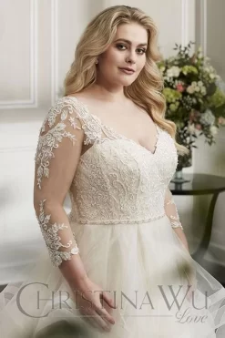 Christina Wu 29329 Flounce Skirt Plus Size Bridal Gown -Fashion Gown christina wu 29329 flounce skirt plus size bridal gown 03.543