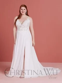 Christina Wu 29371 Slit Skirt Plus Size Bridal Gown
