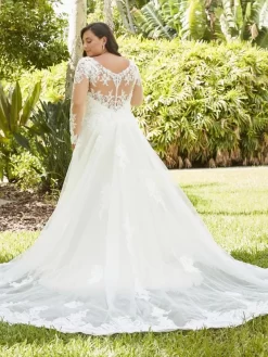 Christina Wu 29396 Sheer Sleeve Illusion Back Plus Size Wedding Dress -Fashion Gown christina wu 29396 sheer sleeve illusion back plus size wedding dress 03.925