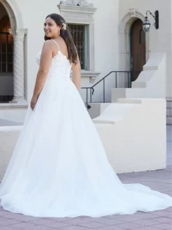 Christina Wu 29428 Spaghetti Strap Lace Bodice Plus Size Wedding Gown -Fashion Gown christina wu 29428 spaghetti strap lace bodice plus size wedding gown 03.1067