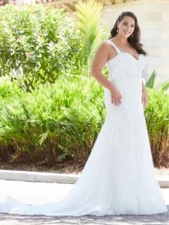 Christina Wu 29435 Lace Train Sweetheart Neck Plus Size Bridal Gown