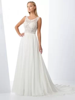 Enchanting By Mon Cheri 119115 Scoop Neck Casual Wedding Dress