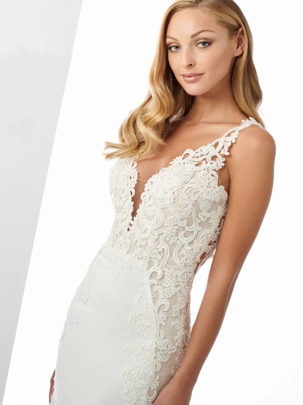 Enchanting By Mon Cheri 119125 Plunging Neck Casual Bridal Gown 2 Enchanting By Mon Cheri 119125 Plunging Neck Casual Bridal Gown - Image 2