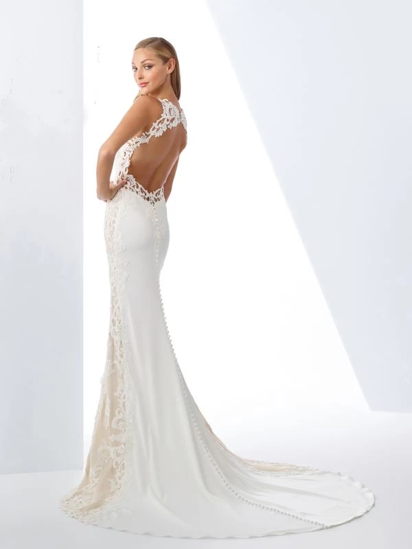 Enchanting By Mon Cheri 119125 Plunging Neck Casual Bridal Gown 3 Enchanting By Mon Cheri 119125 Plunging Neck Casual Bridal Gown - Image 3