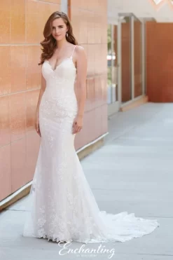 Enchanting By Mon Cheri 120166 Spaghetti Strap Wedding Gown