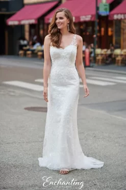 Enchanting By Mon Cheri 120177 Illusion Strap Wedding Gown