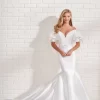Enchanting By Mon Cheri 122185 Puff Sleeve Button Back Wedding Dress