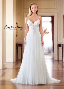 Enchanting By Mon Cheri 218164 Spaghetti Straps Wedding Gown