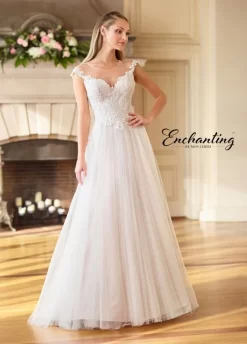 Enchanting By Mon Cheri 218184 Cap Sleeves Bridal Gown