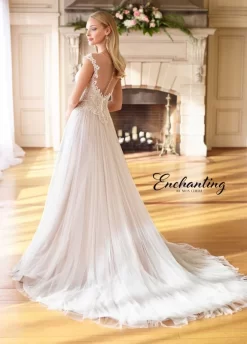 Enchanting By Mon Cheri 218184 Cap Sleeves Bridal Gown -Fashion Gown enchanting by mon cheri 218184 cap sleeves bridal gown 03.431