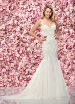 Enchanting By Mon Cheri 219140 V-Neck Wedding Gown