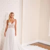 Enchanting By Mon Cheri 221156 Lace Bodice Long Train Wedding Gown