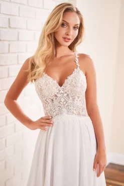 Enchanting By Mon Cheri 221156 Lace Bodice Long Train Wedding Gown -Fashion Gown enchanting by mon cheri 221156 lace bodice long train wedding gown 03.881