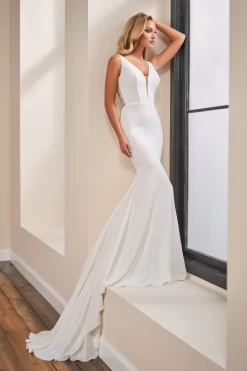 Enchanting By Mon Cheri 221160 Illusion Back Sleeveless Bridal Gown