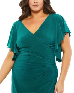 Fabulouss By Mac Duggal 49505 Surplice Bodice Flare Sleeve Dress -Fashion Gown fabulouss by mac duggal 49505 surplice bodice flare sleeve dress 03.969