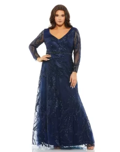 Fabulouss By Mac Duggal 67922 Illusion Sleeves Sequin Lace Dress