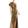 Ieena For Mac Duggal 26600 One Shoulder Metallic Dress