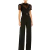 Ieena For Mac Duggal 26621 Ruffle Neck Buckle Belt Jumpsuit
