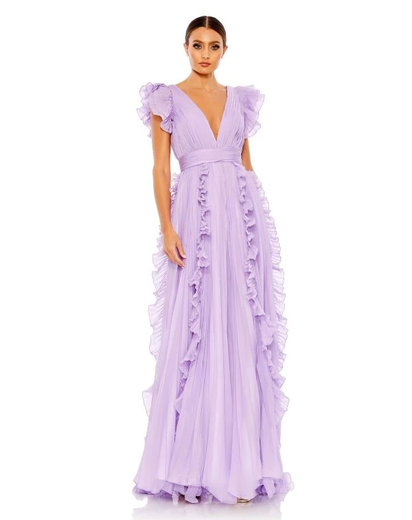 Ieena For Mac Duggal 49539 Plunging Neck Ruffle Skirt Dress 1 Ieena For Mac Duggal 49539 Plunging Neck Ruffle Skirt Dress