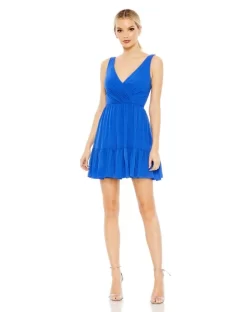 Ieena For Mac Duggal 70213 Ruched Bodice V-Neck Dress