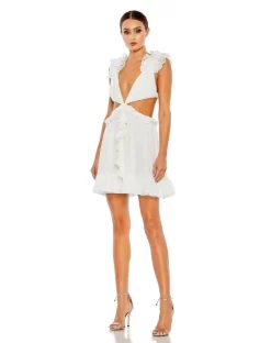 Ieena For Mac Duggal 55688 Cutout Waist Ruffle Dress