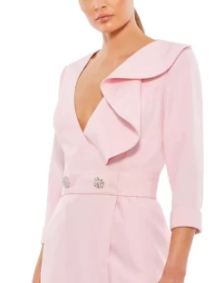 Ieena For Mac Duggal 55692 Three Quarter Sleeve Ruffle Neck Dress -Fashion Gown ieena for mac duggal 55692 three quarter sleeve ruffle neck dress 07.968