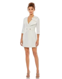 Ieena For Mac Duggal 55692 Three Quarter Sleeve Ruffle Neck Dress -Fashion Gown ieena for mac duggal 55692 three quarter sleeve ruffle neck dress 08.968