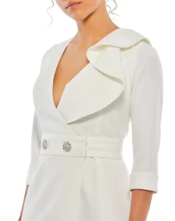 Ieena For Mac Duggal 55692 Three Quarter Sleeve Ruffle Neck Dress -Fashion Gown ieena for mac duggal 55692 three quarter sleeve ruffle neck dress 11.968