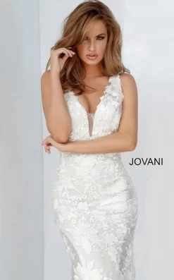 Jovani 02444 Plunging Neckline Floral Dress -Fashion Gown jovani 02444 dress 06.731
