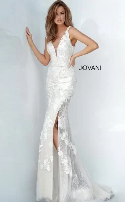Jovani 02444 Plunging Neckline Floral Dress -Fashion Gown jovani 02444 dress 08.731