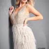 Jovani 04619 Feather Skirt Beaded Dress
